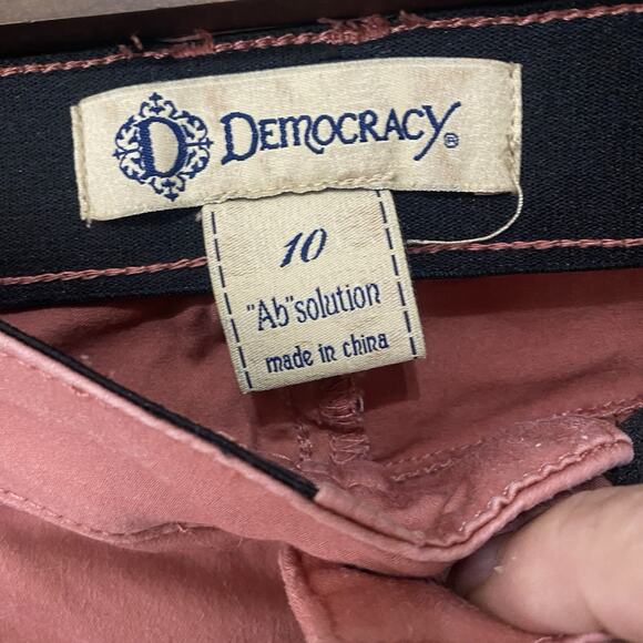 Democracy Ab Solution Jeans Womens Sz 10 Coral Tie Hem Stretch - Picture 3 of 12